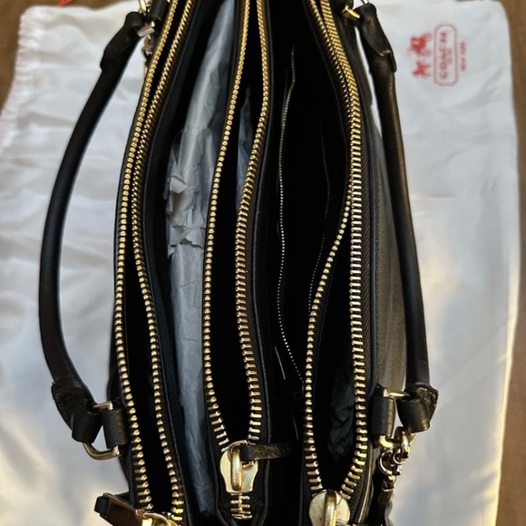 Coach 28160 Borough Black Pebbled Leather Satchel Handbag Shoulder $598 Rare - Picture 3 of 6